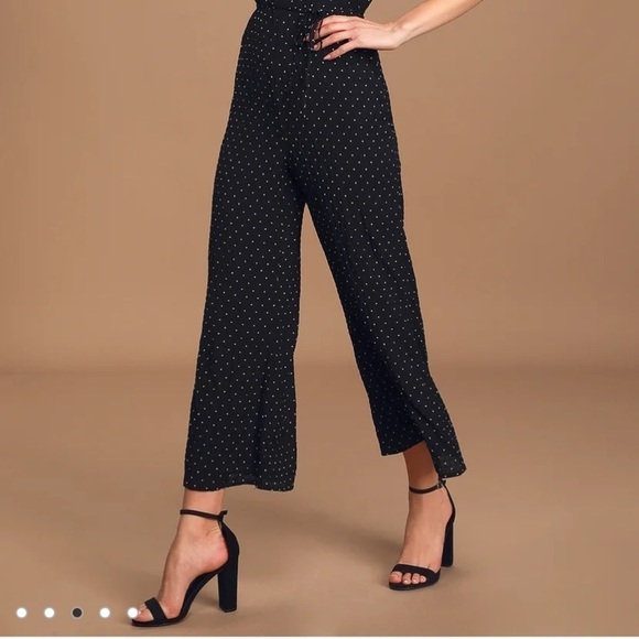 Lulus Charming Ways Black White Polka Dot Culotte Jumpsuit Small - Picture 3 of 15